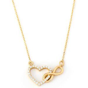 Gelin Diamond Infinity Heart Necklace 10K Solid Gold 18in NWT